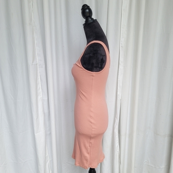 Ambiance Casual Tank Dress Stretch Ribbed Cotton Knit Sleeveless Mini Pink sz M - Picture 10 of 12